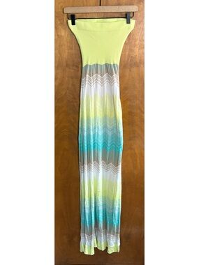 Vintage Y2K Victoria's Secret Strapless Tube Maxi Dress Knit Crochet Tie Dye XS
